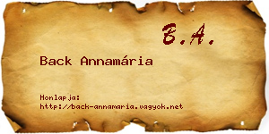 Back Annamária névjegykártya