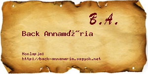 Back Annamária névjegykártya